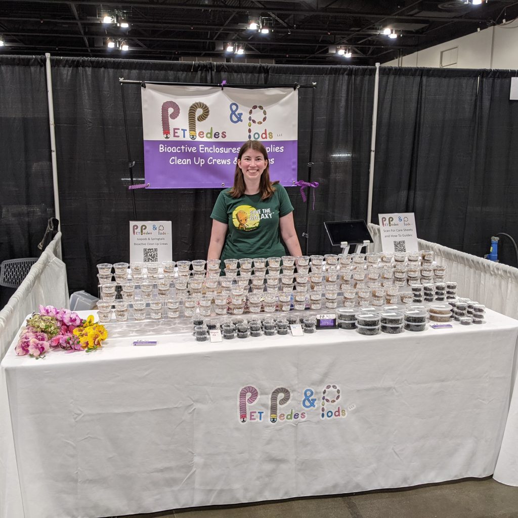 Rachel at the Pet Pedes and Pods booth at NARBC Schaumburg. 